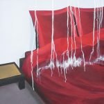 Rood bedAlida Lyssens(olie op doek:  60 x 60 cm)